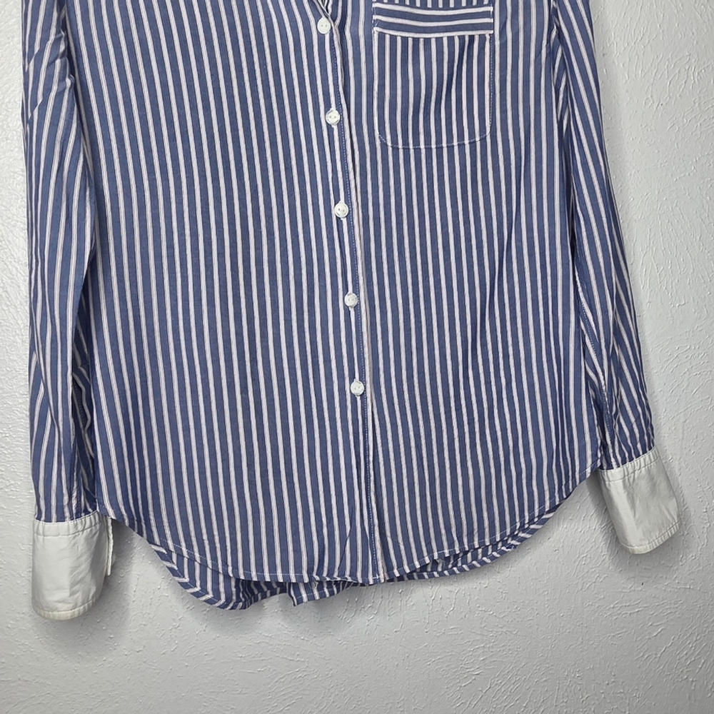 Rag & Bone Amelia Striped Pajama Shirt Blue & White Button-Up Women's Size Small - Picture 6 of 15